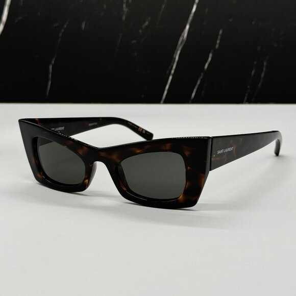 NEW SL702 002 SAINT LAURENT CAT EYE HAVANA GRAY SUNGLASSES SL 702 002 - Picture 1 of 9